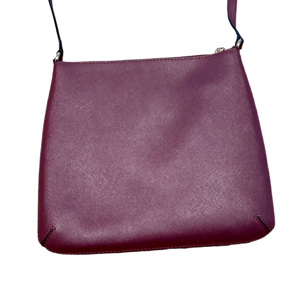 KATE SPADE PLUM LAUREL SAFFIANO LEATHER CROSSBODY LAVENDER KS JACQUARD INTERIOR - Picture 7 of 16